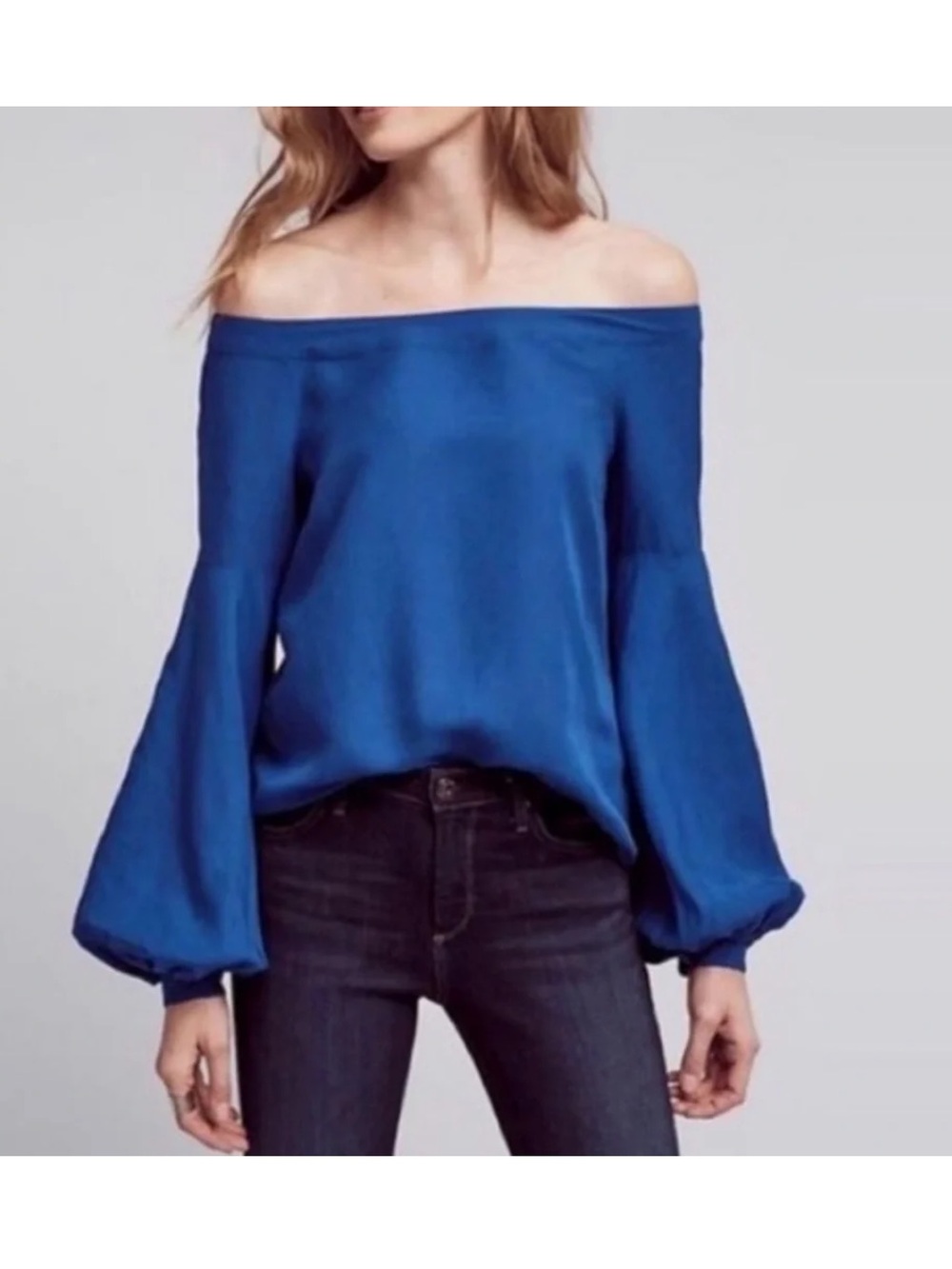 Anthropologie Floret top size 6 Mazda off the shoulder Blue boho feminine NWT